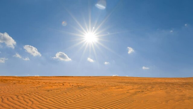 sandy desert at hot summer sunny day time lapse scene