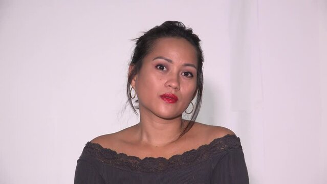 A Serious Beautiful Asian Filipina Woman