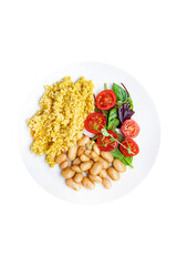 couscous beans salad tomato vegetable fresh meal food diet snack on the table copy space food background 