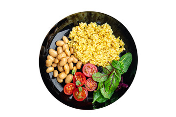 couscous beans salad tomato vegetable fresh meal food diet snack on the table copy space food background 
