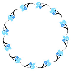 Fototapeta na wymiar Flower wreath. Round flower wreath, pattern graphic design. Background with a bouquet of flowers in a circle