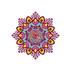 Round gradient mandala on white. Circular pattern in form of mandala for Henna, tattoo, decoration