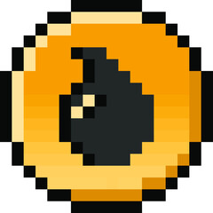 Pixel oil coin - isolated, vector