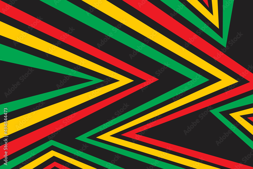 Poster abstract background with jamaican color zigzag pattern