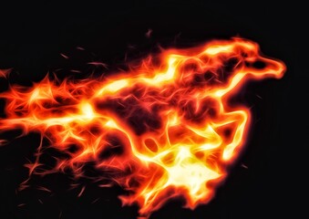 Fototapeta na wymiar 暗闇を駆ける火の馬のイラスト