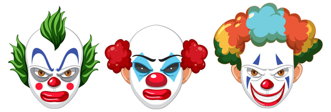 Set of clown facial expression