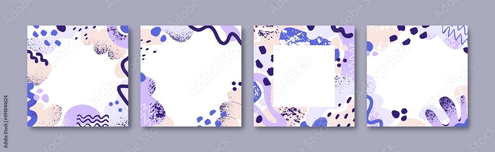 Aufkleber abstract backgrounds set. square-shaped cards with minimalistic geometric frames. trendy modern desi