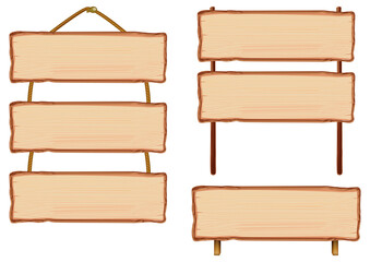 Set of different wooden sign boards