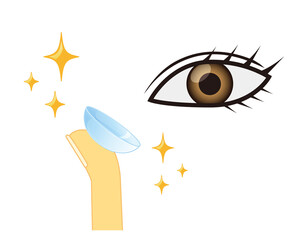 コンタクトレンズを付ける　ベクターイラスト