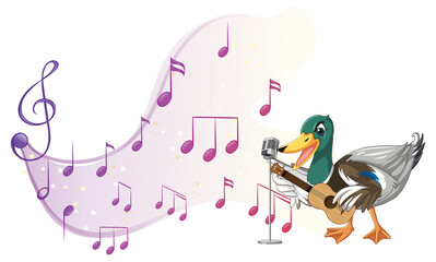 The duck play guitar, ukulele with music note