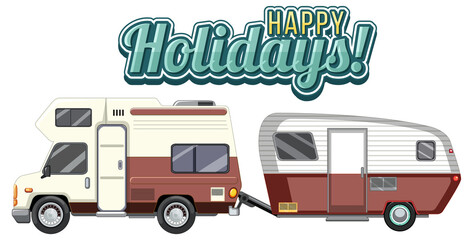 Happy holiday icon with caravan