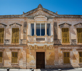 Traditional buildings seen from the Alfonso III square, in the city of Ciutadella de Menorca, Balearic Islands, Spain