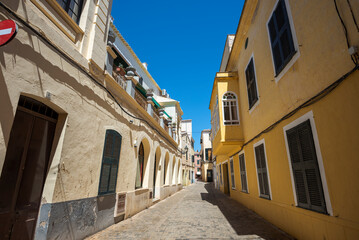 Traditional buildings in the city of Ciutadella de Menorca, Balearic Islands, Spain