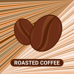 Vector Illustration Cup of Fresh Coffeeor coffee bean Flat Style. Decorative Design for Cafeteria, Posters, Banners, Cards