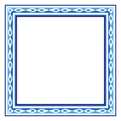 Border frame ceramic tile pattern. Islamic, indian, arabic motifs. Damask border square pattern. Porcelain ethnic bohemian background