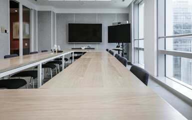 Interior of modern empty office building.Open ceiling design.