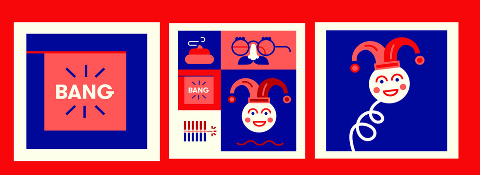 April fool day with decoration vector illustration design.  Social media templates for april fool's day. 