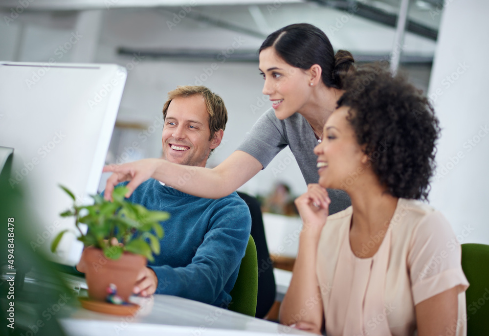 Aufkleber none of us is as smart as all of us. shot of a group of creative businesspeople working together on 
