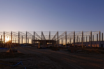 Steel construction area. Industrial site