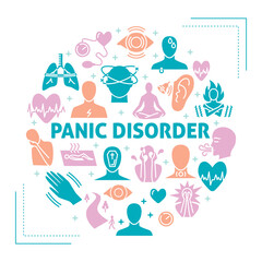 Panic disorder round banner in flat style