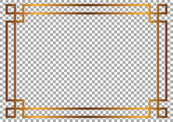 Luxury gold border isolated on transparent background. Asian frame style. Vector illustration.