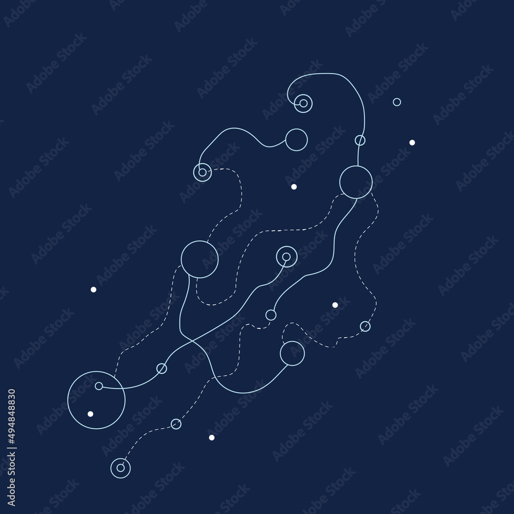 Aufkleber Cover creative design abstract background. Digital dynamic elementary forms and lines. Vector geometric graphic illustration