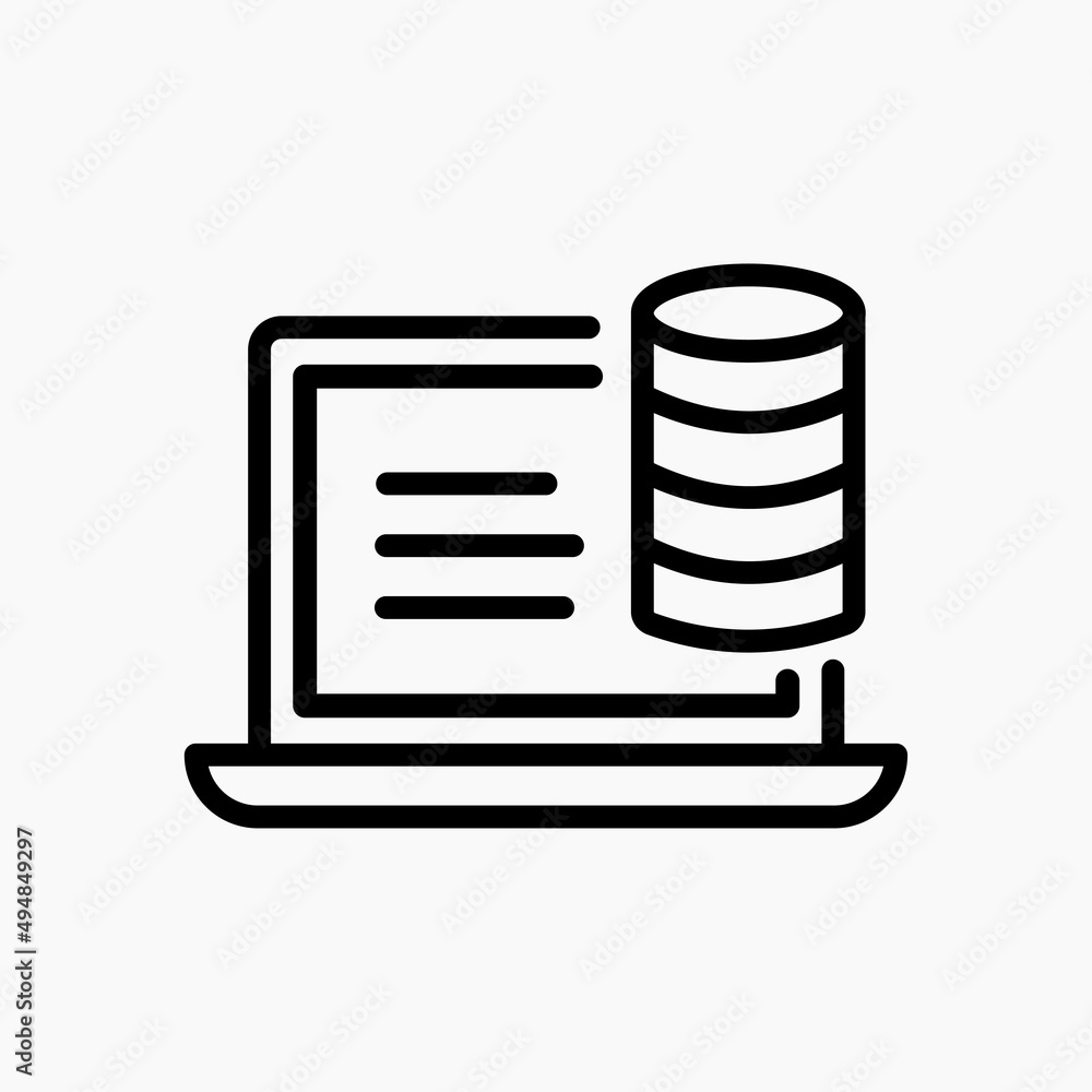 Aufkleber database icon or logo in modern line style. high quality black outline pictogram for web site design