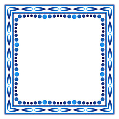 Border frame ceramic tile pattern. Islamic, indian, arabic motifs. Damask border square pattern. Porcelain ethnic bohemian background