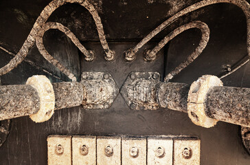 Marine hydraulic system with steel pistons, flexible pipes and zinc anodes to protect the ship's...
