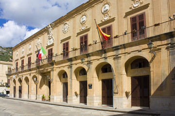 Fototapeta na wymiar Library Ludovico II De Torres at Piazza Vittorio Emanuele in Monreale, Sicily, Italy