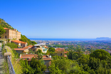 Fototapeta na wymiar Palermo City and Tyrrhenian sea bay view from the Monreale town, Sicily, Italy