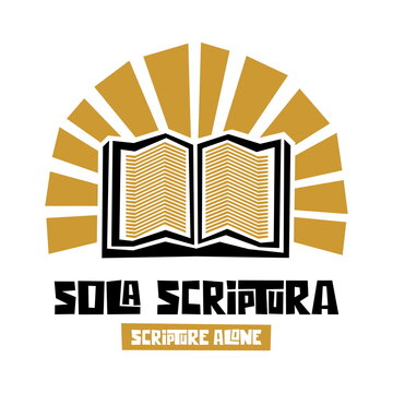 Christian illustration. Five Solas of the Reformation. Scripture alone.