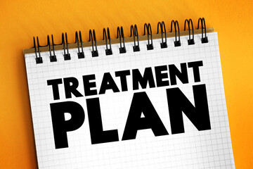 Treatment plan - detailed plan with information about a patient's disease, the treatment options for the disease and possible side effects, text concept on notepad