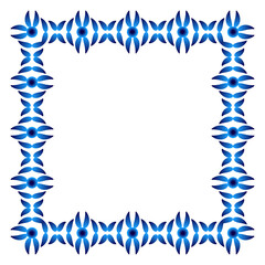 Border frame ceramic tile pattern. Islamic, indian, arabic motifs. Damask border square pattern. Porcelain ethnic bohemian background