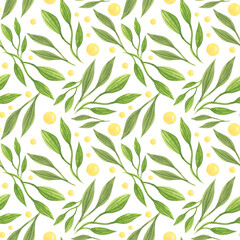 Abstract green  yellow acid  leaves watercolor beautiful seamless patterns nice illstration