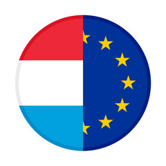 round icon with luxembourg and european union flags. vector illustration isolated on white background