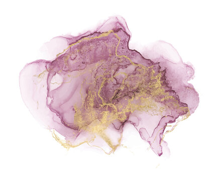 Alcohol ink abstract shape Gold and pink texture