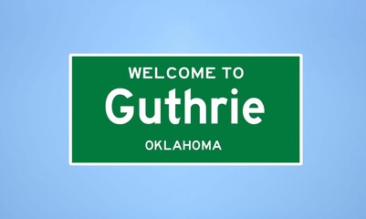 Guthrie, Oklahoma city limit sign. Town sign from the USA.