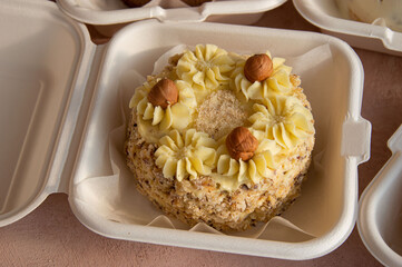Beautiful portioned bento cakes in boxes.