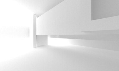 Fototapeta premium Illuminated corridor interior design. Empty Room Interior Background