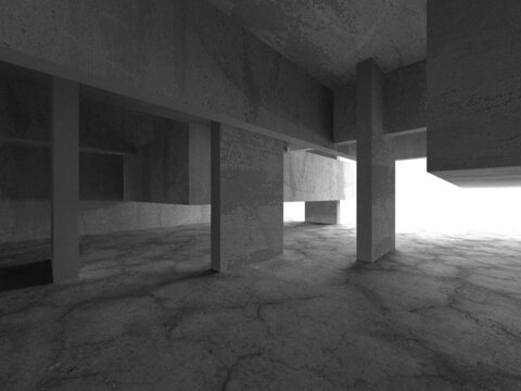 Abstract architecture background. Empty rough concrete interior