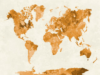 World map in watercolor