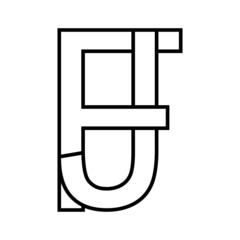 Logo sign, fj jf icon, nft fj interlaced letters f j