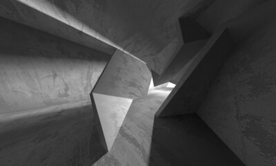 Dark Concrete Wall Architecture. Empty Room