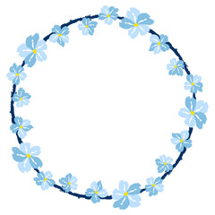 Flower wreath. Round flower wreath, pattern graphic design. Background with a bouquet of flowers in a circle