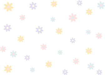 Fototapeta na wymiar Pastel daisy flower illustration vector pattern on white background.