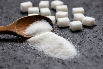 Fototapeta na wymiar Image of white and crystal sugar.