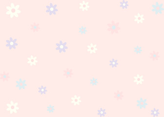 Pastel daisy flower illustration vector pattern on pink background.