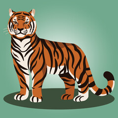 An African tiger of the appropriate color - a symbol of 2022, stands and looks friendly at the viewer