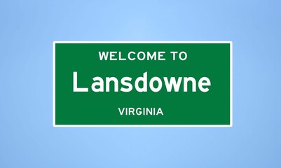 Lansdowne, Virginia city limit sign. Town sign from the USA.